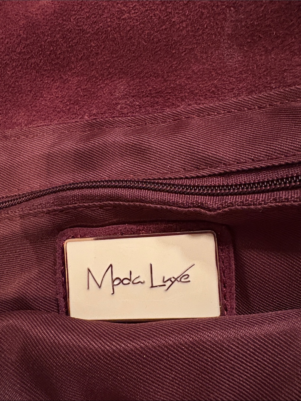 Moda Luxe Burgundy Suede Envelope Crossbody - Picture 5 of 8